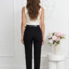 pantaloni-office-negri-conici-cu-curea-subtire-inclusa