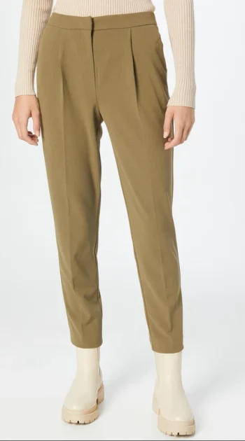 pantaloni-office-olive-cu-talie-inalta-si-pliuri