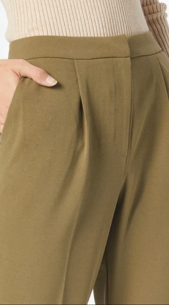 pantaloni-office-olive-cu-talie-inalta-si-pliuri