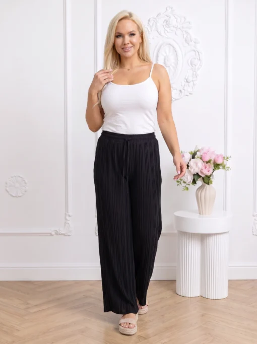 pantaloni-plisati-negri-cu-talie-elastica