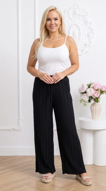 pantaloni-plisati-negri-cu-talie-elastica