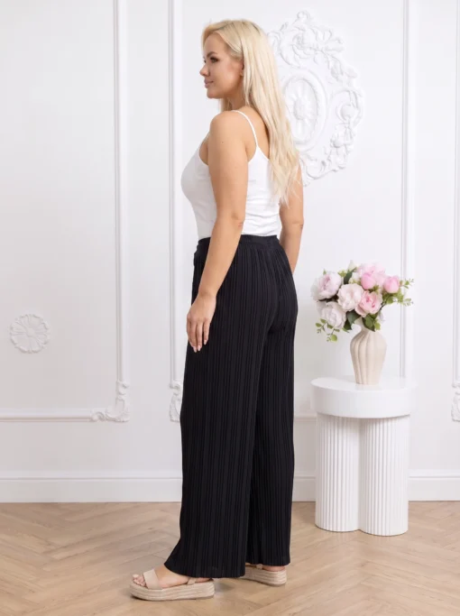 pantaloni-plisati-negri-cu-talie-elastica