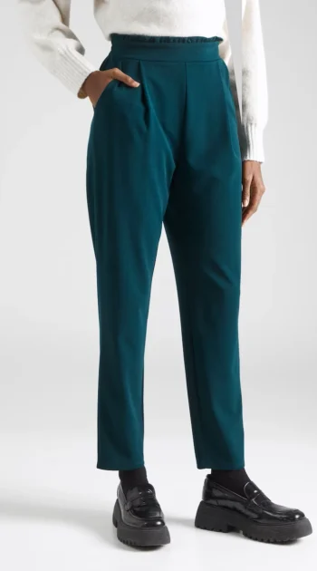 pantaloni-verde-petrol-cu-talie-inalta-incretita-si-pliuri
