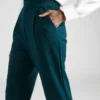 pantaloni-verde-petrol-cu-talie-inalta-incretita-si-pliuri