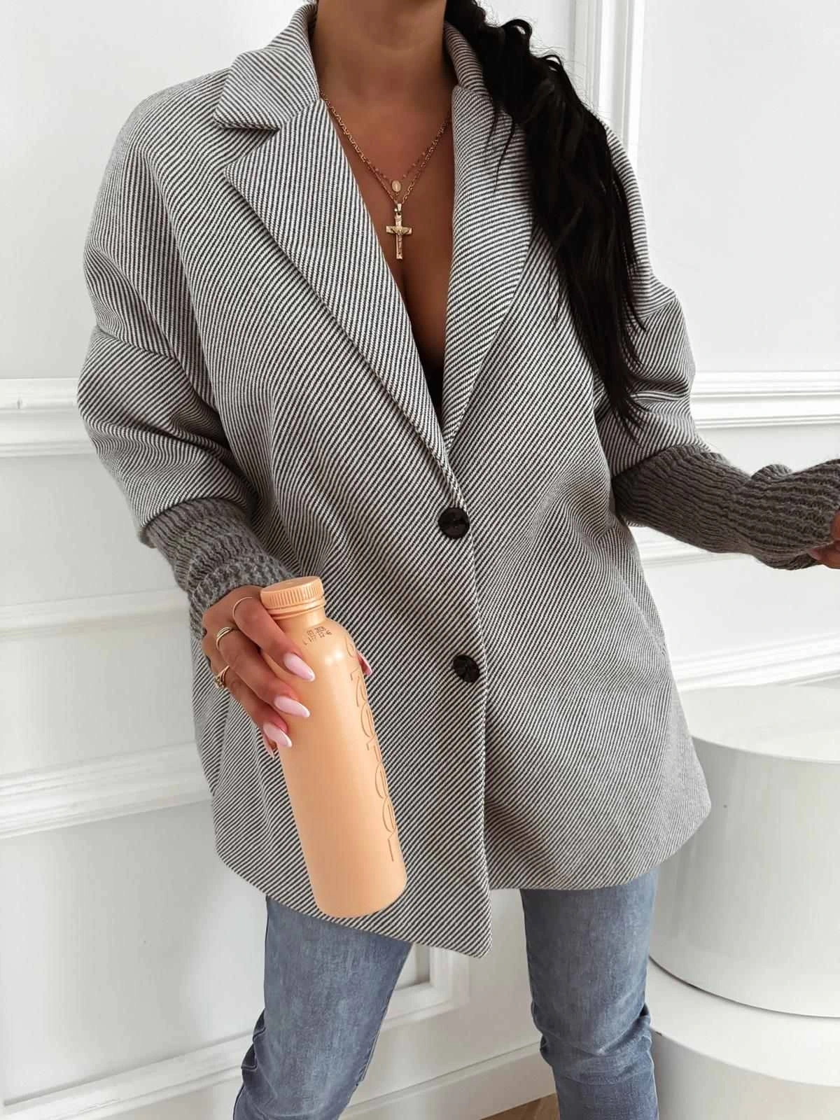 Pardesiu oversize gri cu guler d... - 1 | YEO