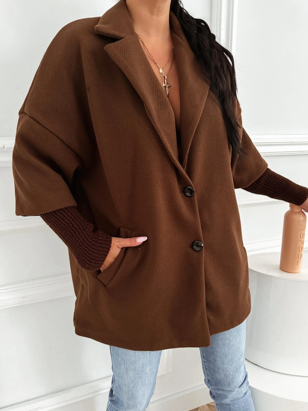 Pardesiu oversize maro inchis cu... - 2 | YEO