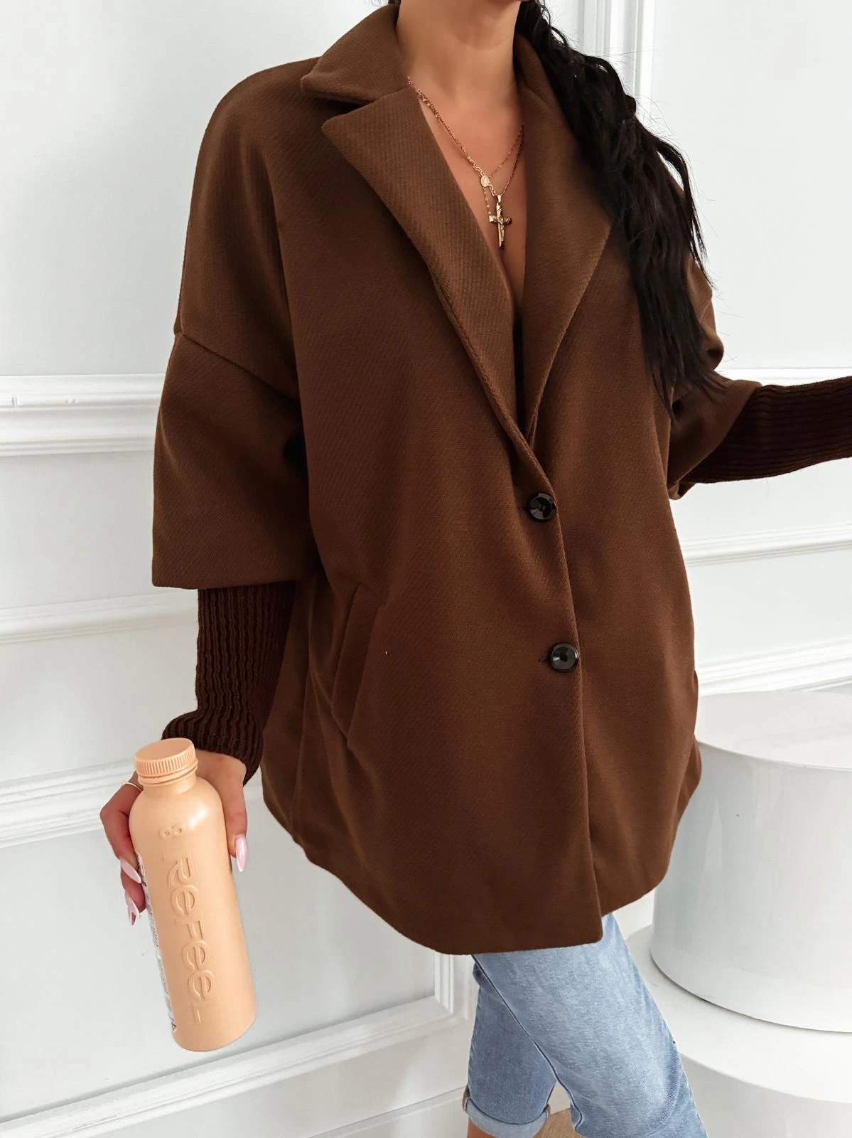 Pardesiu oversize maro inchis cu... - 1 | YEO