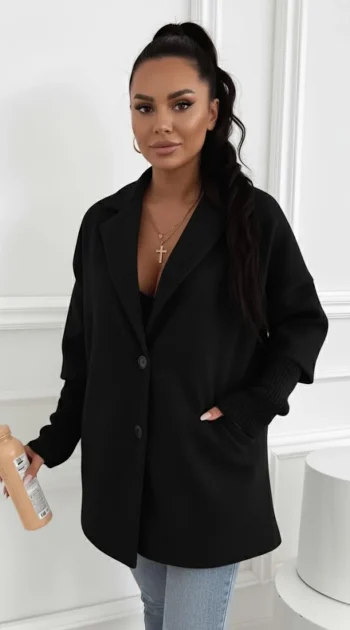 pardesiu-oversize-negru-cu-guler-dublu-si-maneci-tricotate