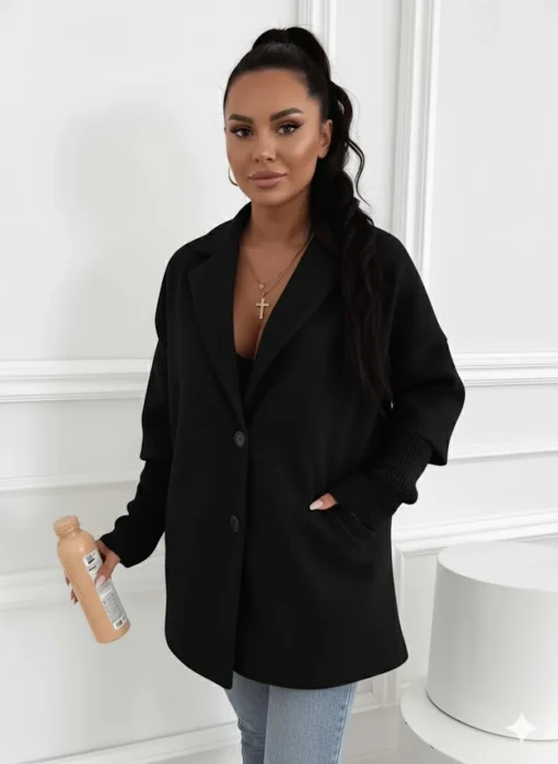 pardesiu-oversize-negru-cu-guler-dublu-si-maneci-tricotate