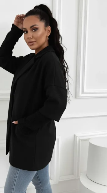 pardesiu-oversize-negru-cu-guler-dublu-si-maneci-tricotate