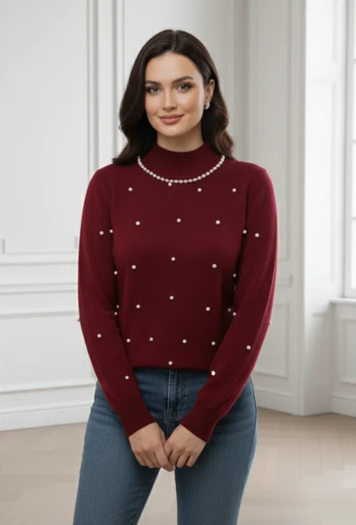 pulover-bordo-elegant-cu-perle-decorative-si-guler-inalt