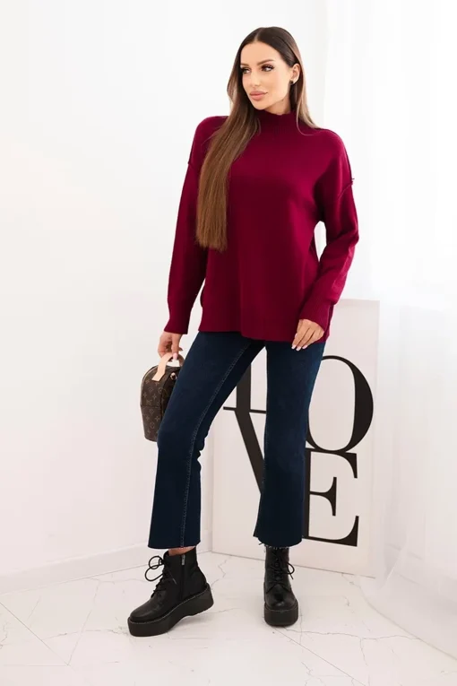 pulover-burgundy-oversize-cu-guler-inalt