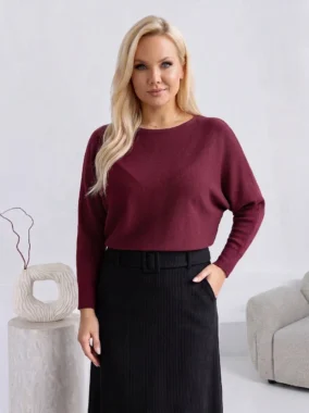 Pulover din tricot cu decolteu rotund