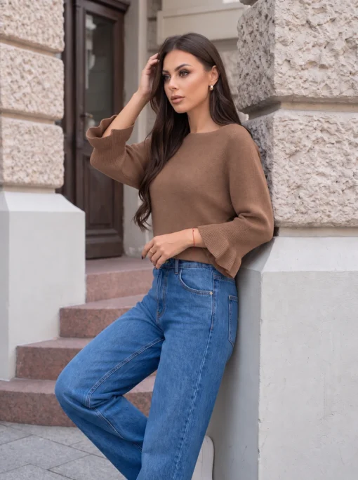 pulover-din-tricot-fin-cu-maneci-trei-sferturi-si-volanase
