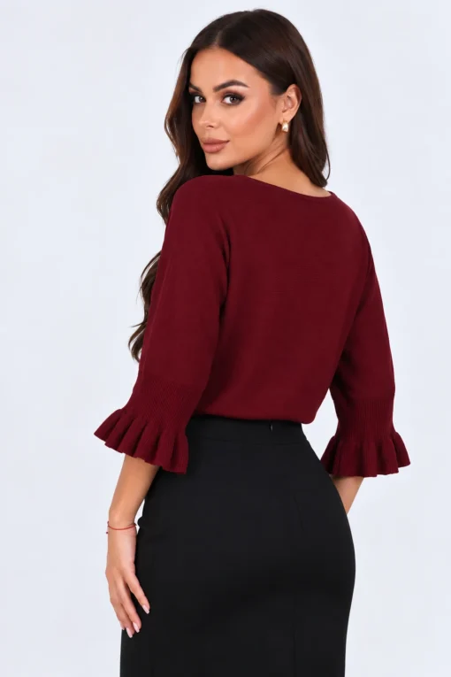 pulover-din-tricot-fin-cu-maneci-trei-sferturi-si-volanase