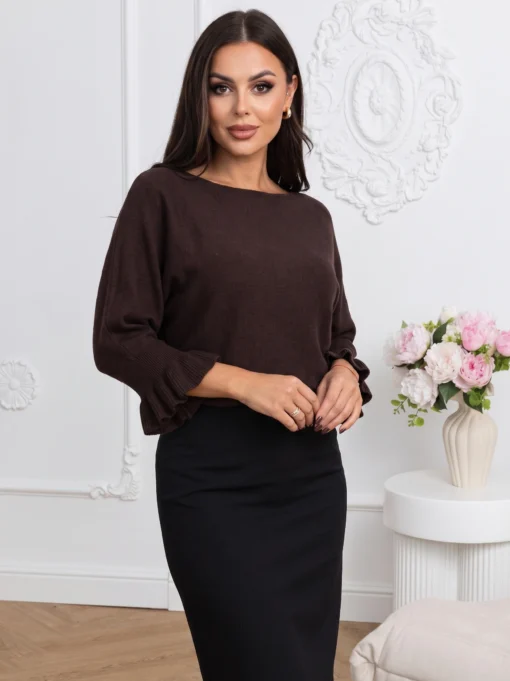 pulover-din-tricot-fin-cu-maneci-trei-sferturi-si-volanase