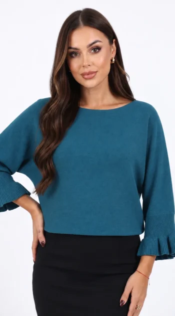 pulover-din-tricot-fin-cu-maneci-trei-sferturi-si-volanase