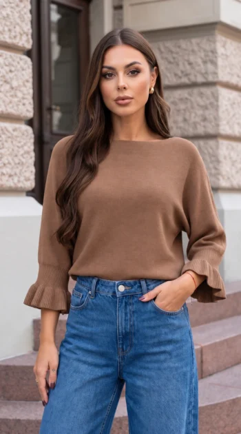 pulover-din-tricot-fin-cu-maneci-trei-sferturi-si-volanase