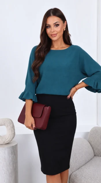 pulover-din-tricot-fin-cu-maneci-trei-sferturi-si-volanase