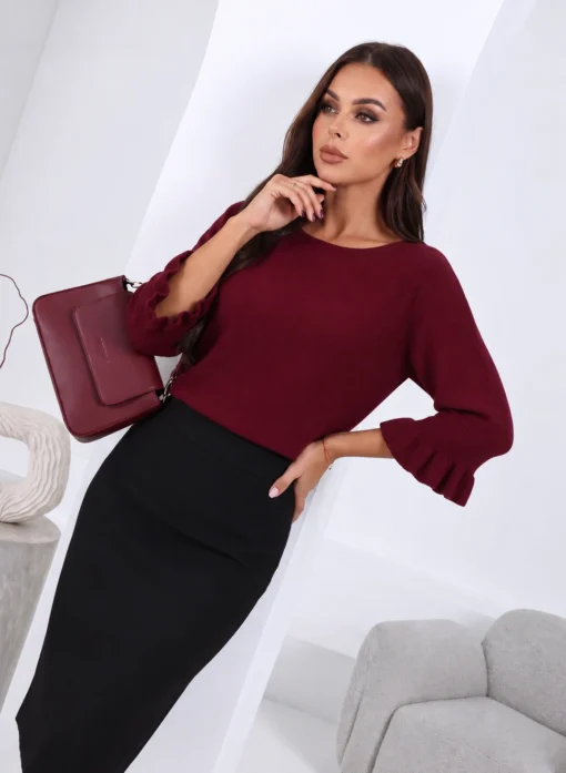 pulover-din-tricot-fin-cu-maneci-trei-sferturi-si-volanase