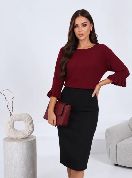 pulover-din-tricot-fin-cu-maneci-trei-sferturi-si-volanase