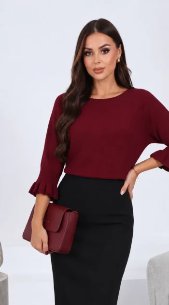 pulover-din-tricot-fin-cu-maneci-trei-sferturi-si-volanase