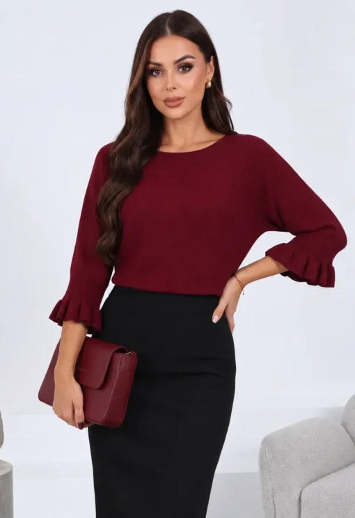 pulover-din-tricot-fin-cu-maneci-trei-sferturi-si-volanase