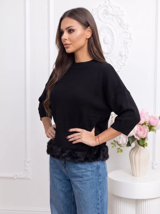 pulover-elegant-din-tricot-cu-blana-ecologica-la-tiv