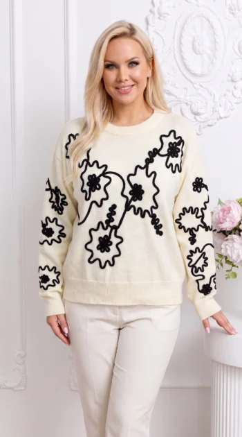pulover-elegant-din-tricot-fin-cu-broderie-florala