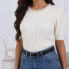 pulover-elegant-din-tricot-fin-cu-perle-la-guler-si-torsade