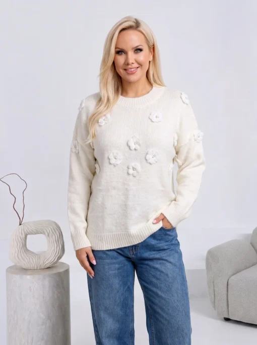pulover-elegant-din-tricot-moale-cu-flori-3d