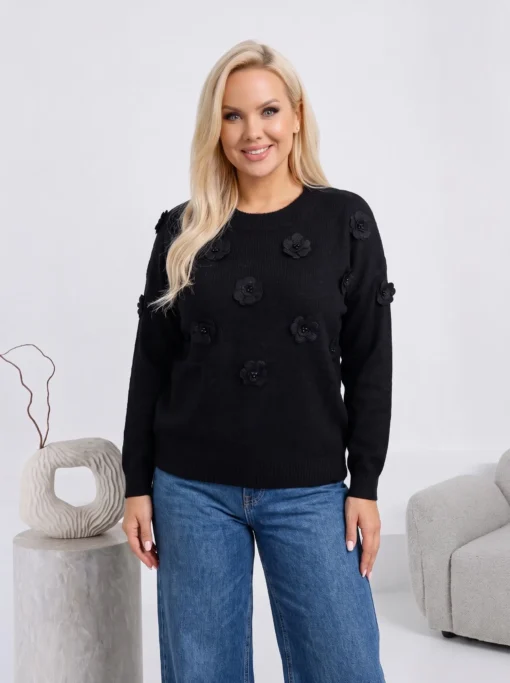 pulover-elegant-din-tricot-moale-cu-flori-3d