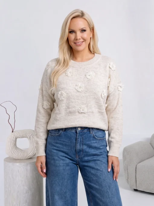 pulover-elegant-din-tricot-moale-cu-flori-3d