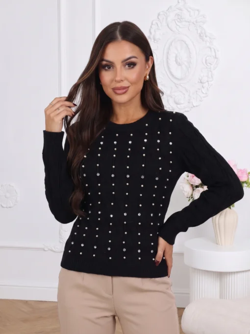 pulover-elegant-din-tricot-torsadat-cu-perle-si-strasuri-stralucitoare