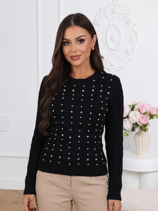 pulover-elegant-din-tricot-torsadat-cu-perle-si-strasuri-stralucitoare
