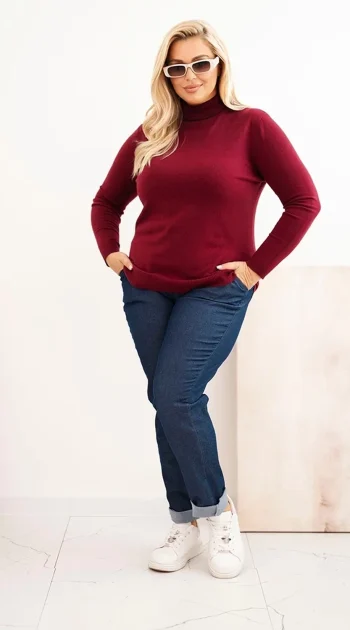 pulover-marime-mare-burgundy-pe-gat-din-tricot-fin