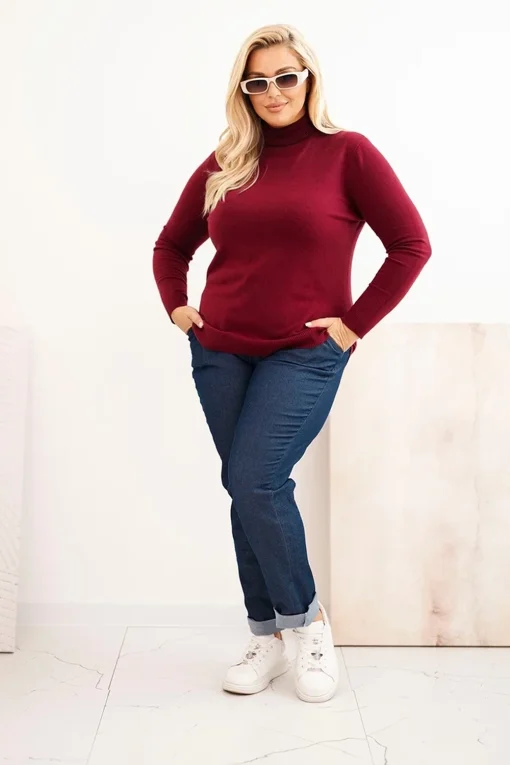pulover-marime-mare-burgundy-pe-gat-din-tricot-fin