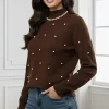 pulover-maro-elegant-cu-perle-decorative-si-guler-inalt