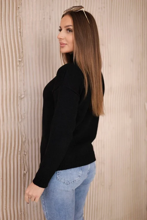 pulover-negru-din-tricot-cu-continut-de-lana