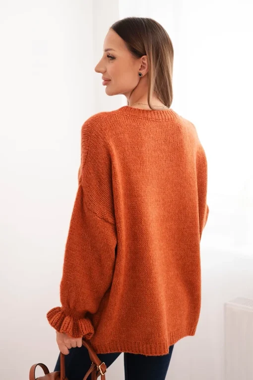 pulover-oversize-caramiziu-cu-maneci-bufante