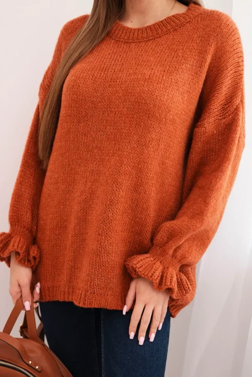 pulover-oversize-caramiziu-cu-maneci-bufante