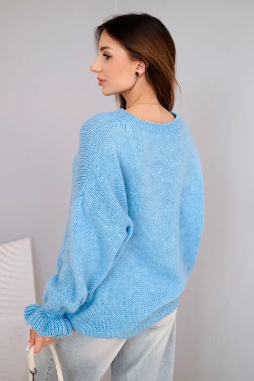 pulover-oversized-albastru-cu-maneci-bufante