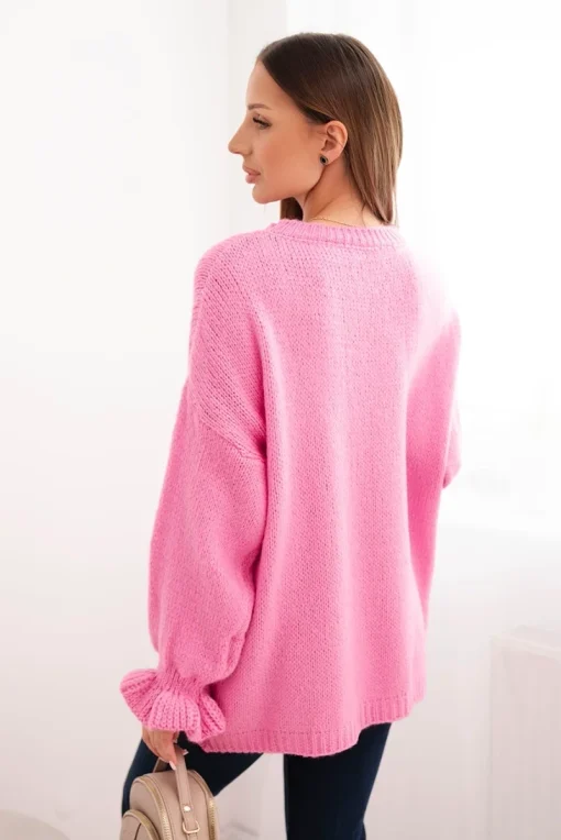 pulover-oversized-roz-cu-maneci-bufante