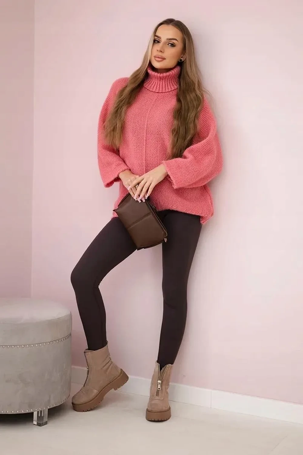 Pulover oversized roz tricotat c... - 1 | YEO