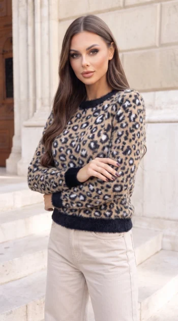pulover-pufos-cu-imprimeu-leopard