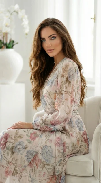 rochie-alba-lunga-din-tencel-cu-imprimeu-floral-pastelat