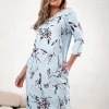 rochie-albastra-cu-imprimeu-floral-si-buzunare