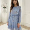 rochie-albastra-cu-volan-si-imprimeu-floral-romantic
