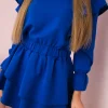 rochie-albastra-cu-volane-si-maneca-lunga