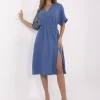 rochie-albastra-din-bumbac-cu-decolteu-petrecut-si-crapatura-laterala